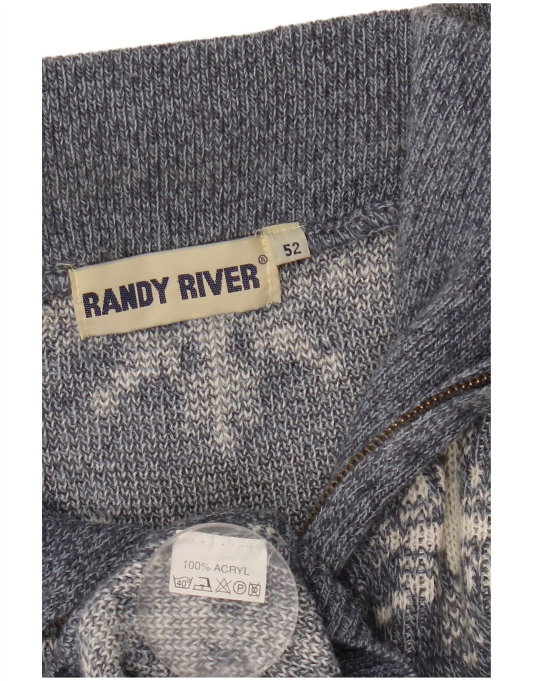 Randy River Herren-Pullover mit Reißverschluss, Größe 52, groß, grau, geometrisch