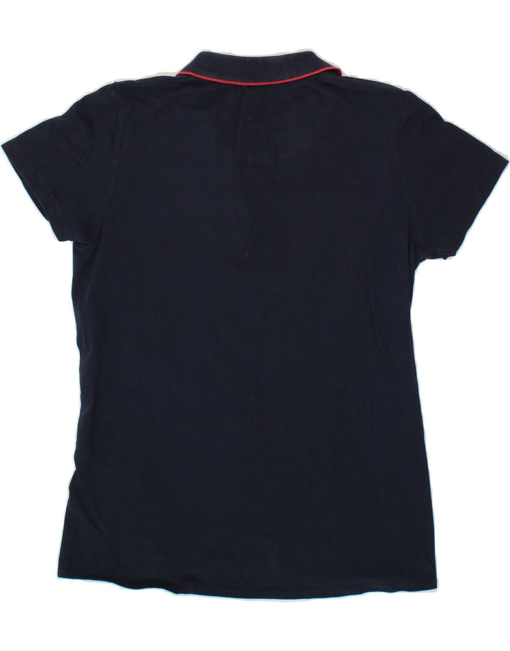 DACK'S Womens Polo Shirt UK 14 Large Navy Blue Cotton Vintage Dack's and Second-Hand Dack's from Messina Hembry 
