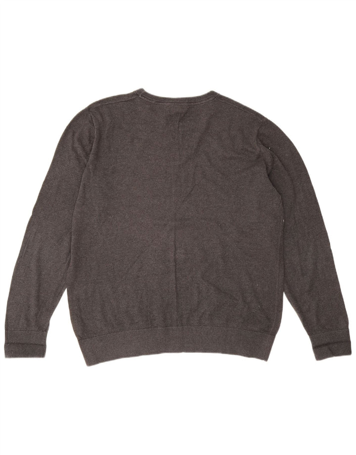 Gap Herren-Pullover mit Rundhalsausschnitt, Größe L, aus grauer Baumwolle