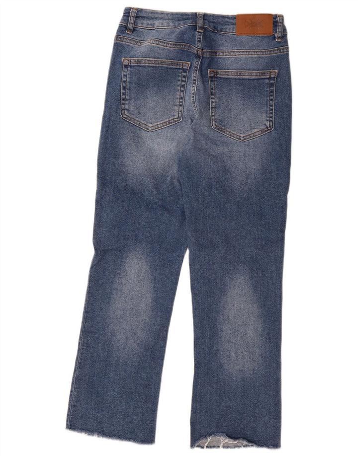 Benetton Damen Straight Jeans W28 L28 Blaue Baumwolle