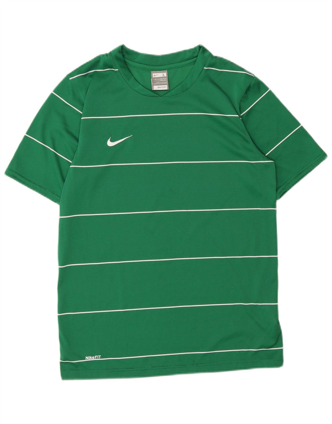 Nike Jungen-T-Shirt mit Grafik, 12–13 Jahre, groß, grün gestreift, Polyester