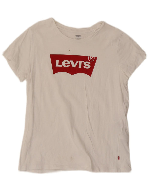Levi's Damen-T-Shirt mit Grafik, UK 12, mittelweiße Baumwolle