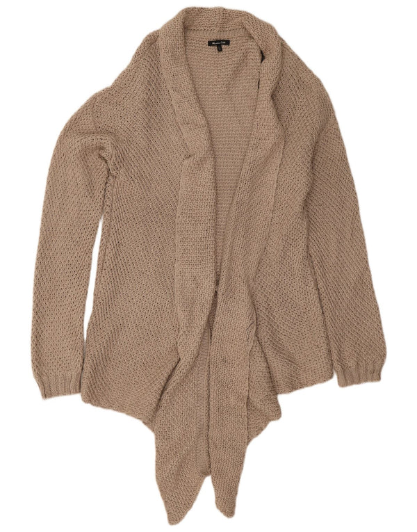Massimo Dutti Offener Damen-Cardigan-Pullover UK 16 Large Beige Baumwolle