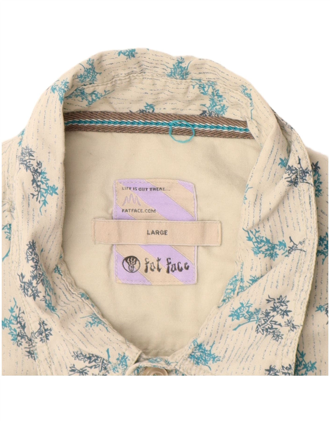 FAT FACE Herren-Kurzarmhemd, groß, weiße Baumwolle mit Blumenmuster