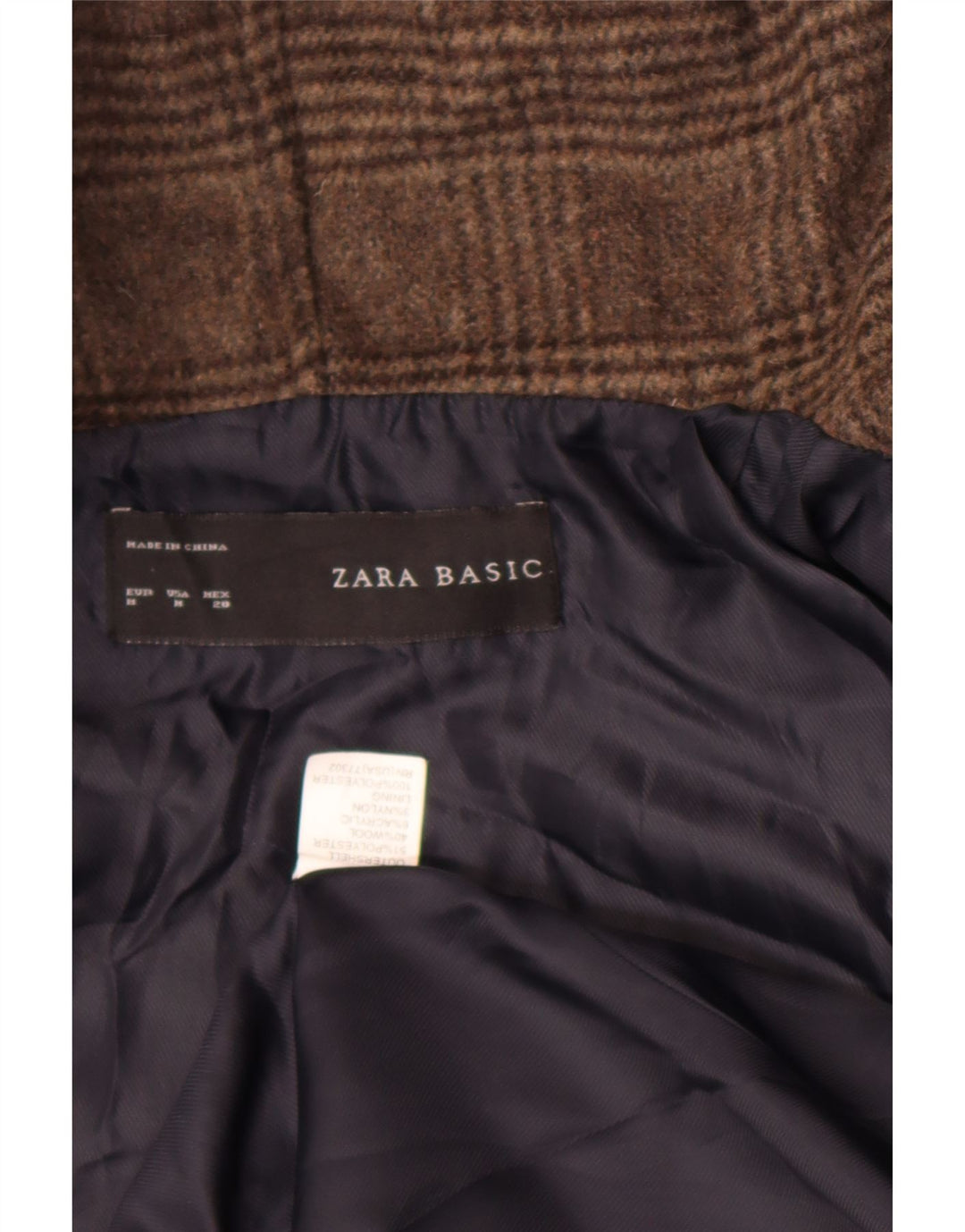 Offene Bomberjacke mit Kapuze von Zara für Damen, UK 14, Mittelbraun, kariert, Polyester