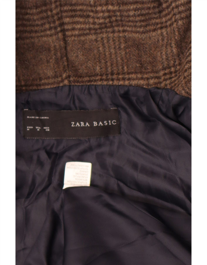Offene Bomberjacke mit Kapuze von Zara für Damen, UK 14, Mittelbraun, kariert, Polyester