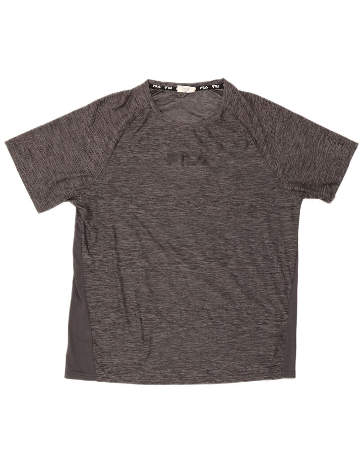 Fila Herren-T-Shirt-Oberteil, großes, grau meliertes Polyester