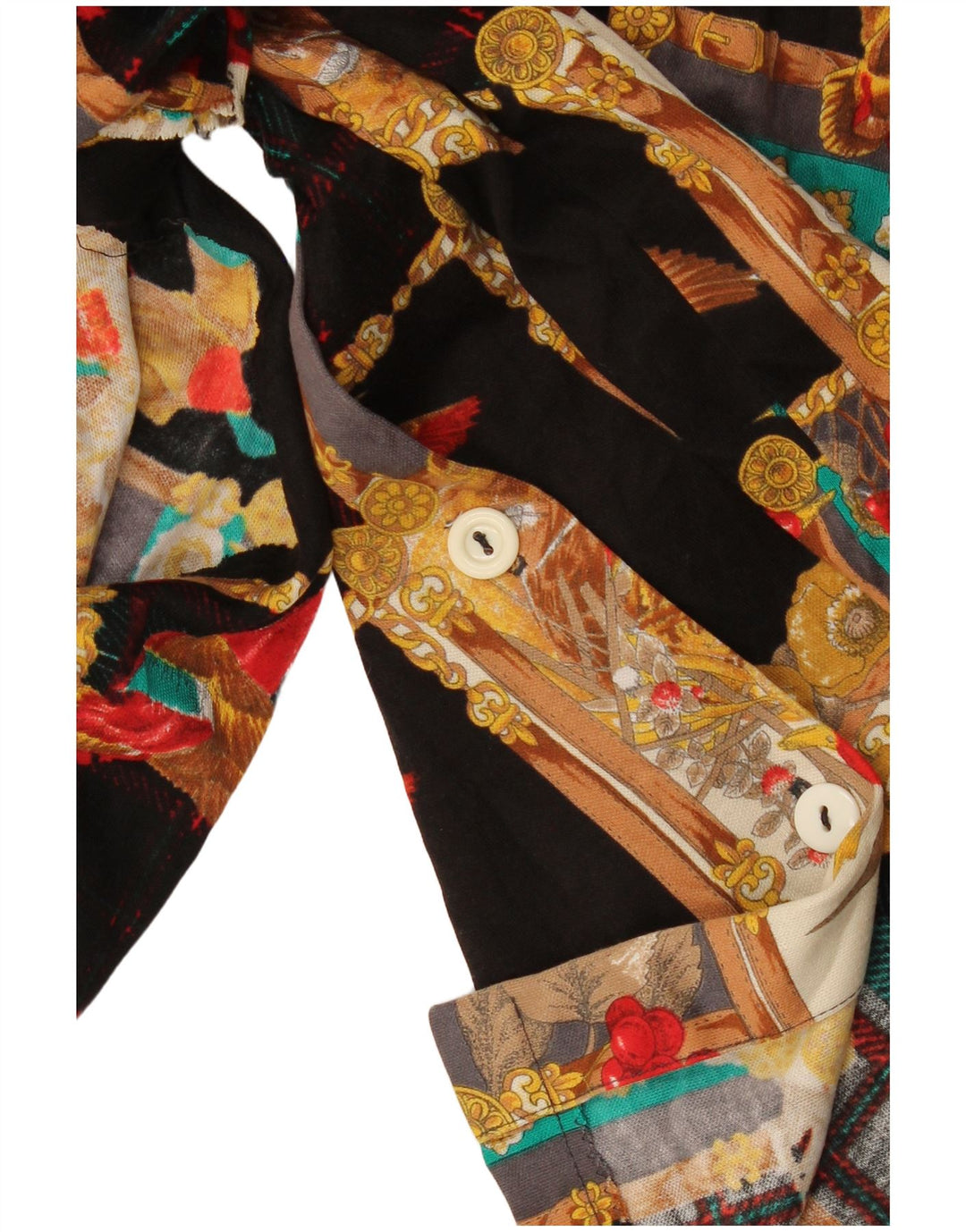 Vintage Womens Abstract Pattern Shirt Bluse UK 16 Large Black