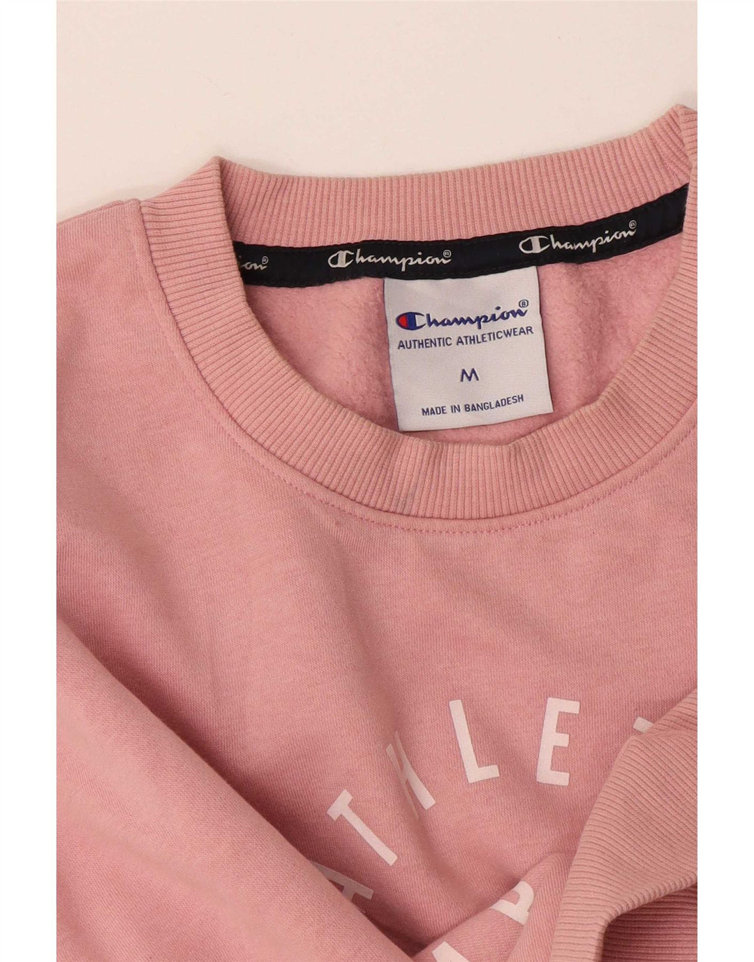 Champion Womens Graphic Sweatshirt Pullover UK 14 Mittelrosa Baumwolle