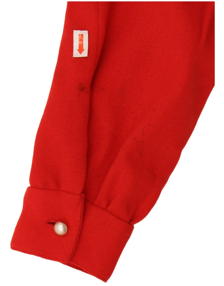 VINTAGE Damen Crop Shirt Bluse UK 12 Mittelrot