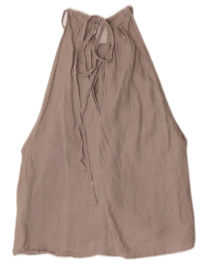 Zara Damen Neckholder Top UK 8 Small Grau Leinen