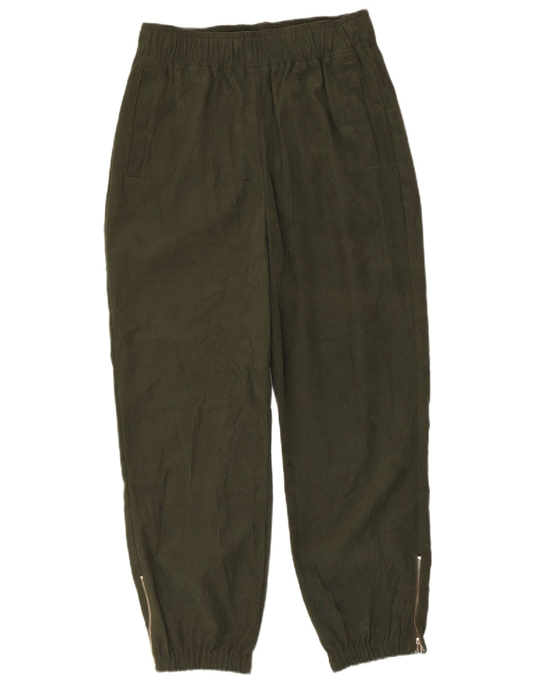 ZARA Womens Joggers Cropped Trousers Small W26 L25 Khaki Polyester