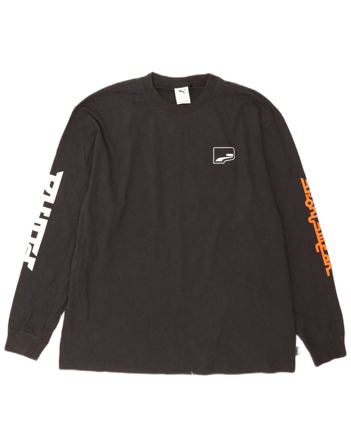 Puma Herren Graphic Top Langarm Large Schwarz Baumwolle