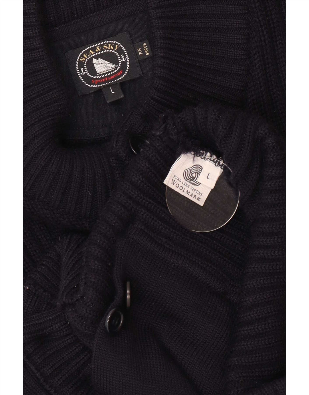 Sea & Sky Herren-Strickjacke, groß, marineblaue Wolle
