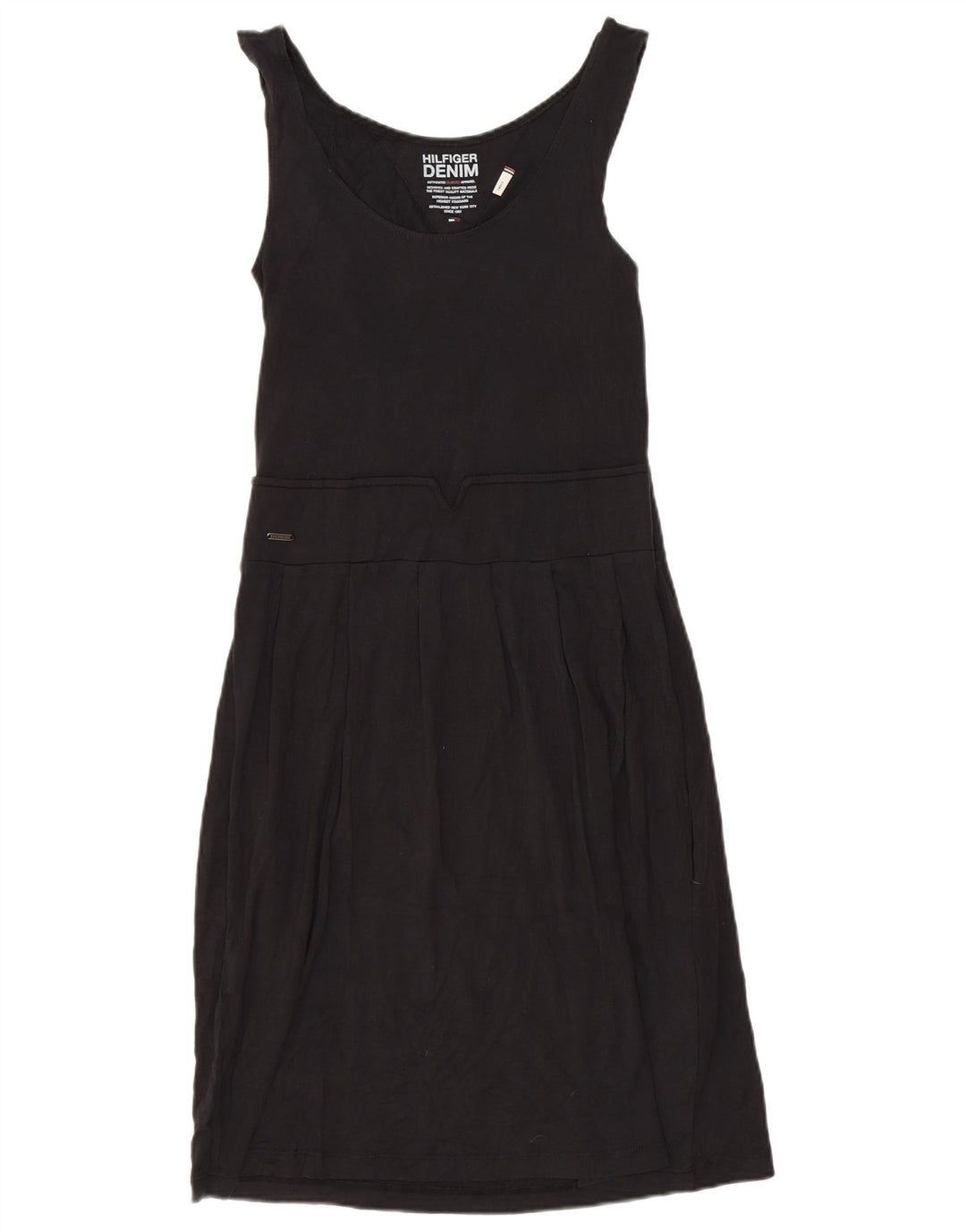 Tommy Hilfiger Damen ärmelloses Basic-Kleid UK 10 Small Schwarz Viskose