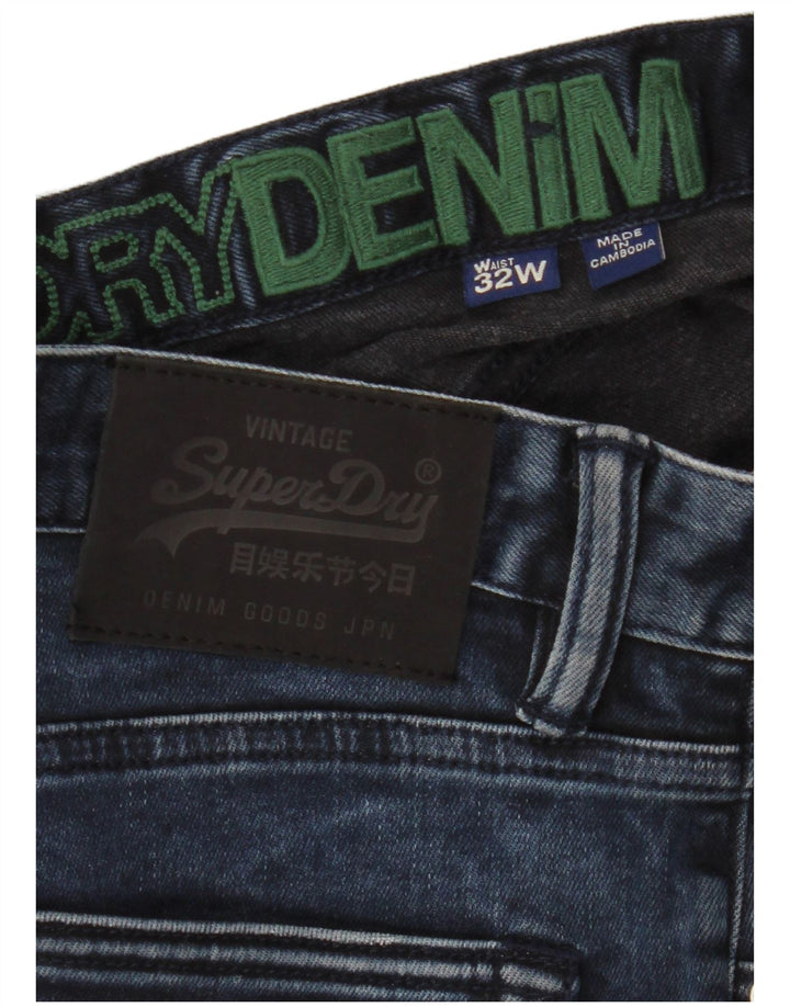 Superdry Herren-Jeansshorts W32 aus mittelblauer Baumwolle in Marineblau