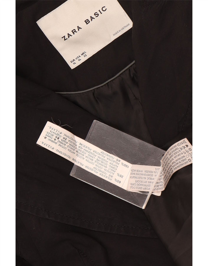 Zara Damen Trenchcoat UK 18 XL Schwarz Polyester