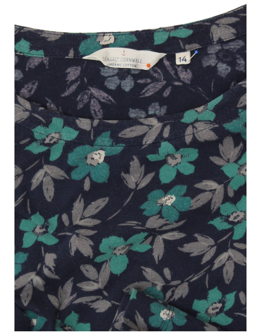 SEASALT CORNWALL Damen-A-Linien-Kleid, Größe M, Marineblau, Blumenmuster