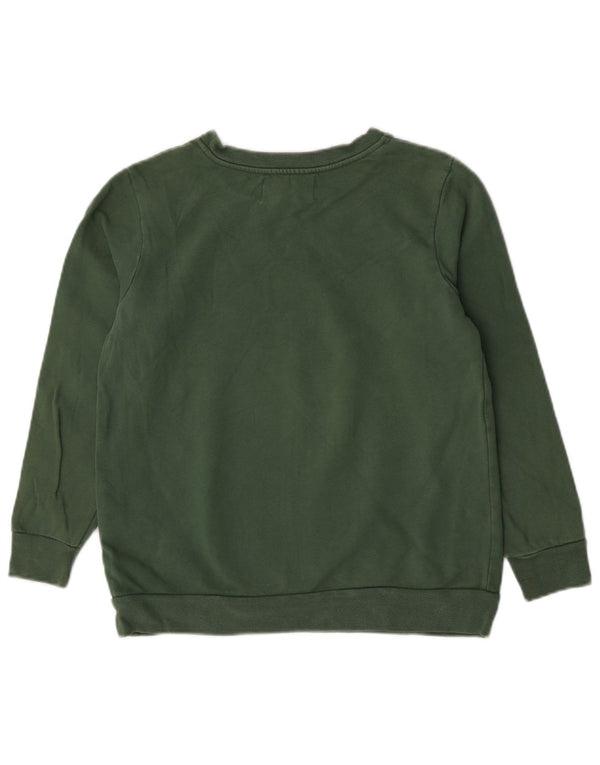 Calvin Klein Jeans Damen Grafik-Sweatshirt-Pullover UK 6 XS Grüne Baumwolle