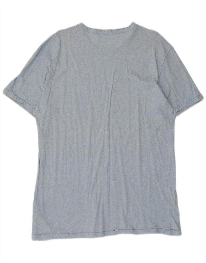 Benetton Herren Grafik T-Shirt Top 2XL Blau Baumwolle