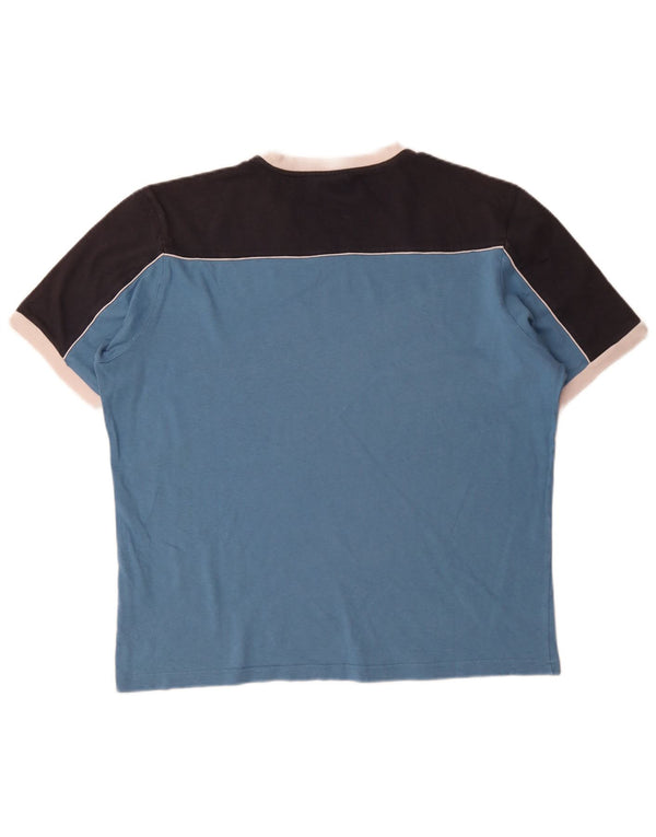 Champion Herren T-Shirt Top XL Blau Colourblock Baumwolle