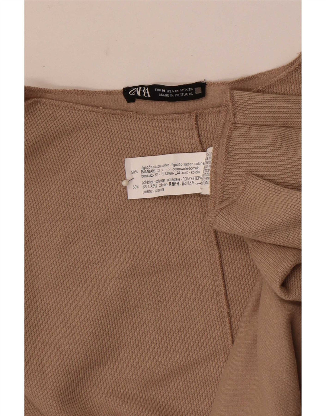 Zara Damen Top Langarm UK 14 Mittelgraue Baumwolle