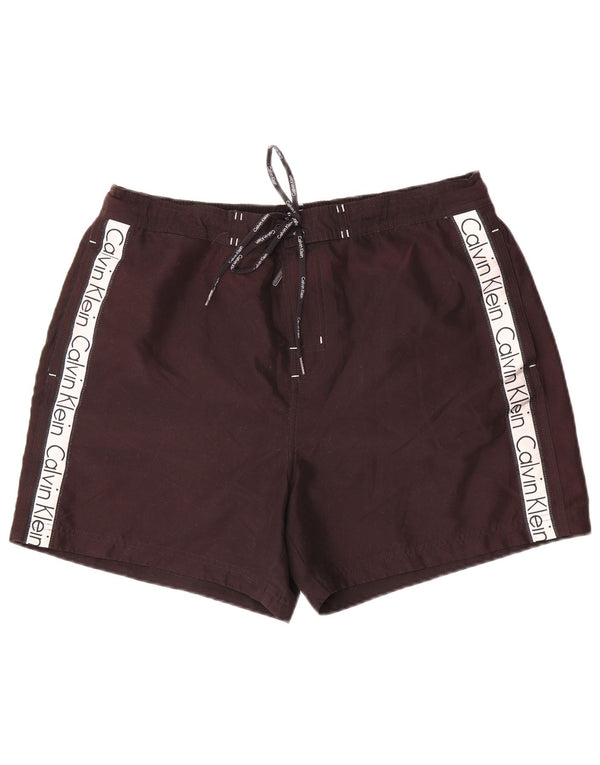 Calvin Klein Herren-Badeshorts mit Grafik, XL, schwarzes Farbblock-Polyester