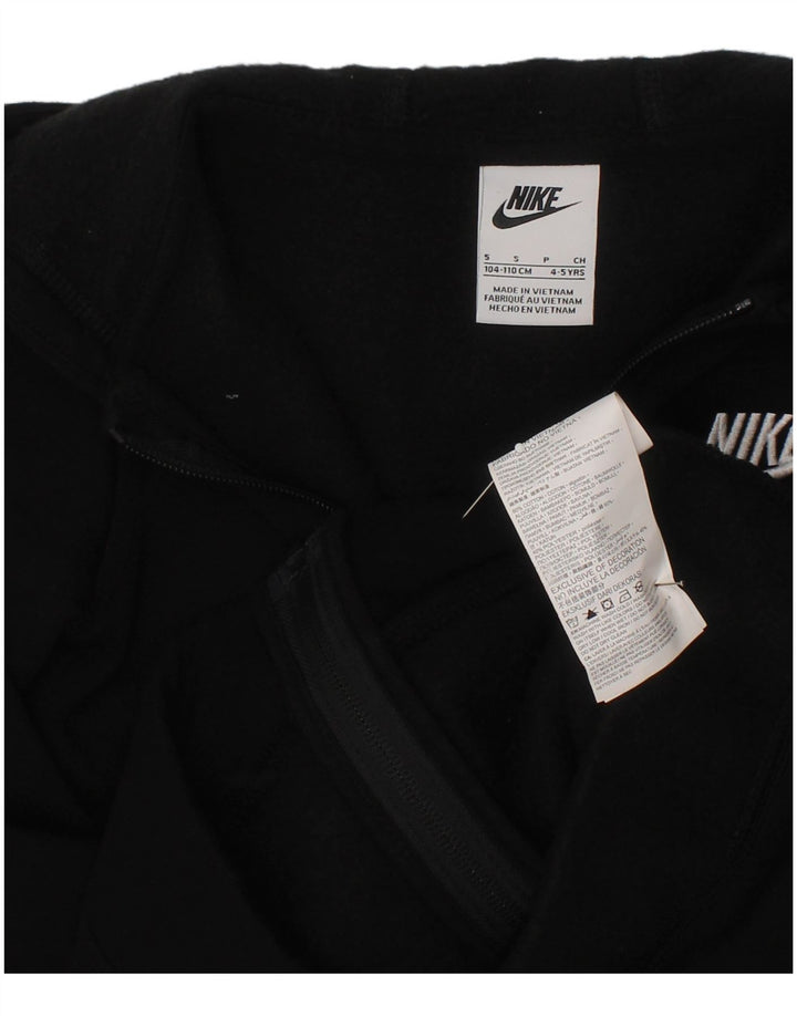 NIKE Boys Zip Hoodie Sweater 4-5 Years Small  Black Cotton