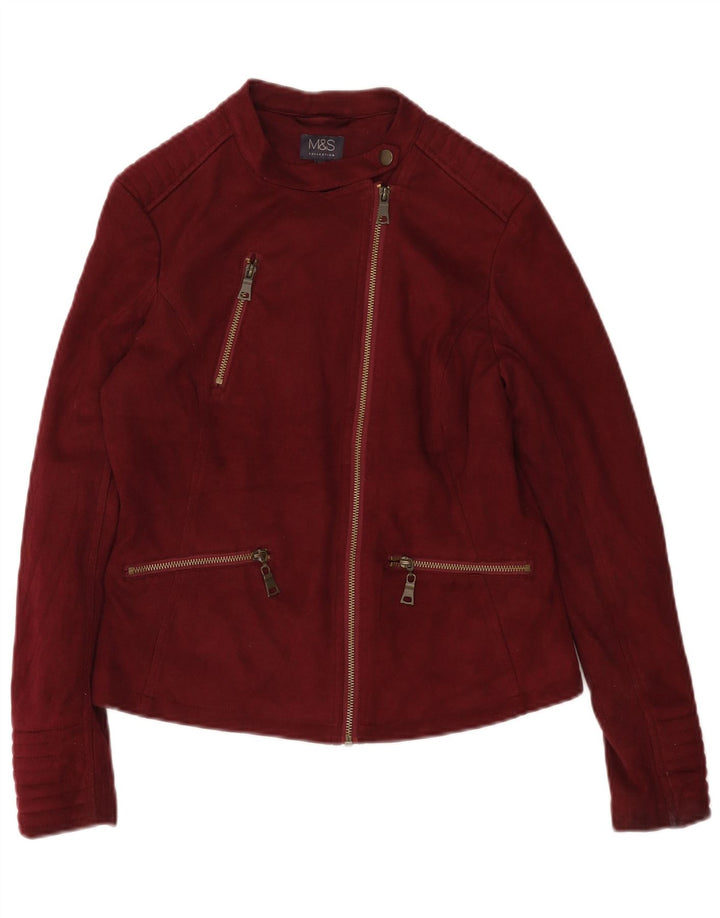 Marks & Spencer Damen Bikerjacke UK 10 Small Burgund Polyester Biker