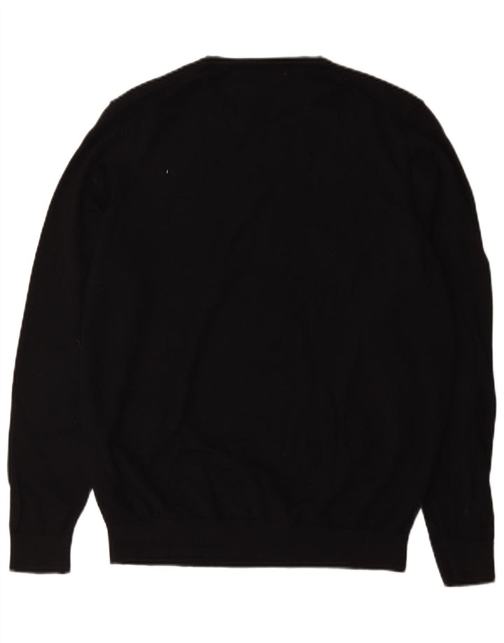 Zara Herren-Pullover mit Rundhalsausschnitt, groß, schwarze Wolle