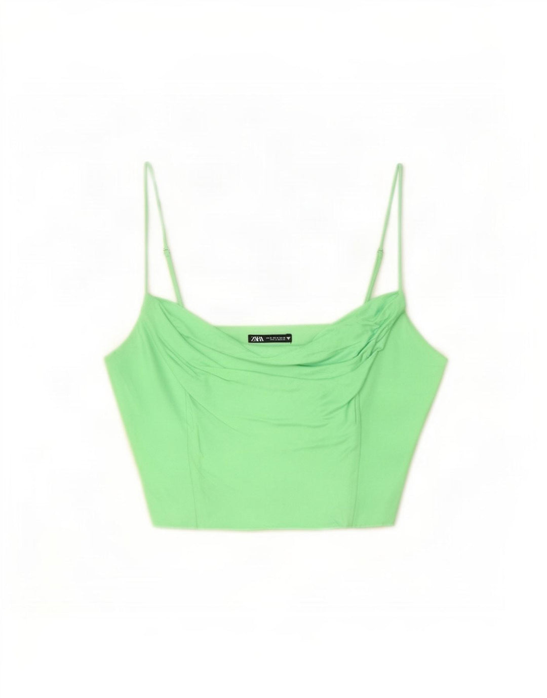 Zara Damen Crop Cami Top UK 12 Mittelgrüne Viskose