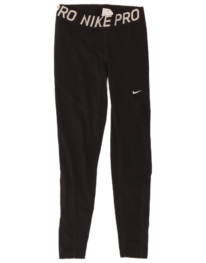 Nike Mädchen-Leggings mit Grafik, 12–13 Jahre, groß, schwarzes Polyester
