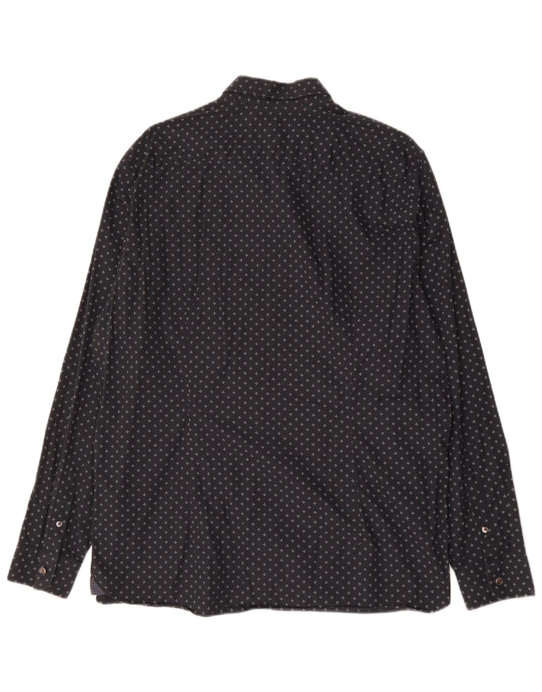 Ted Baker Herrenhemd Größe 6 2XL Schwarze geometrische Baumwolle