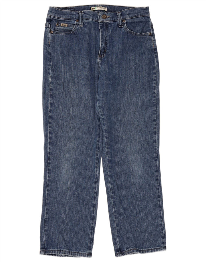 LEE Damen Petite Relaxed Fit Straight Jeans US 8 Medium W30 L27 Blau