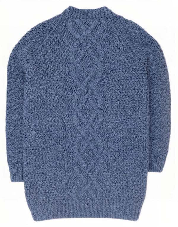 Vintage Damen Longline Cardigan Pullover UK 14 Mittelblau