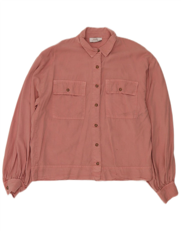 Topshop Womens Overshirt Übergroßes Hemd UK 10 Small Pink Lyocell