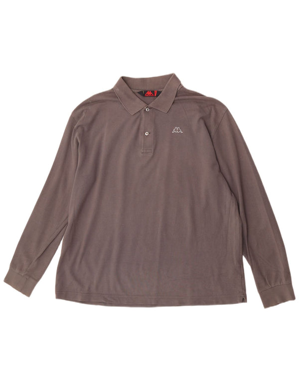 Kappa Herren Langarm-Poloshirt XL Grau Baumwolle