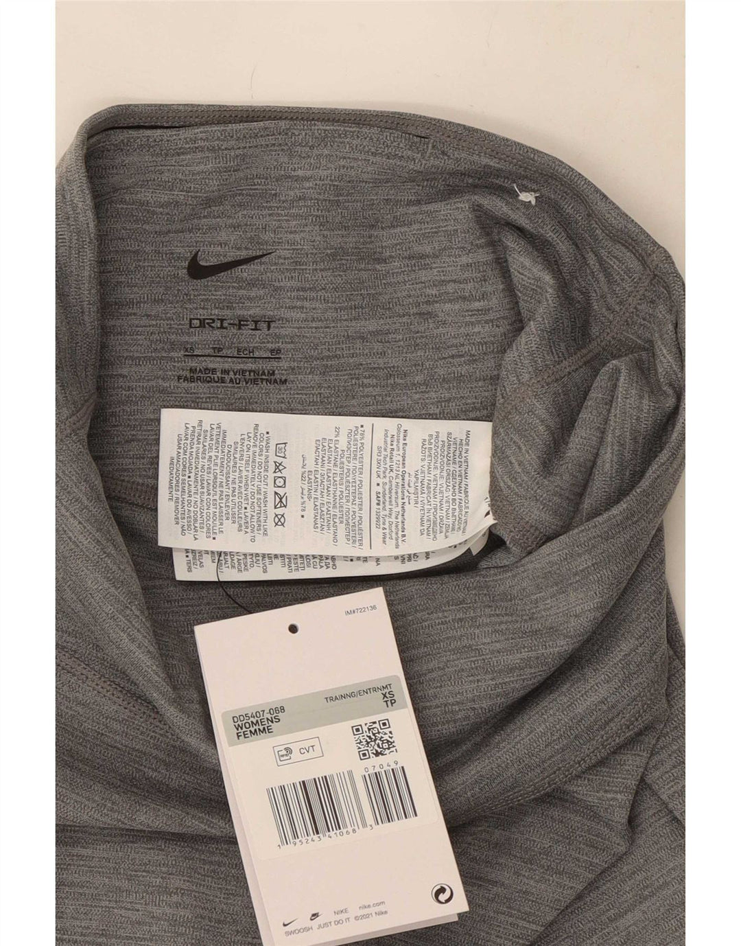 Nike Damen Dri Fit Graphic Leggings UK 4 XS Grau meliertes Polyester
