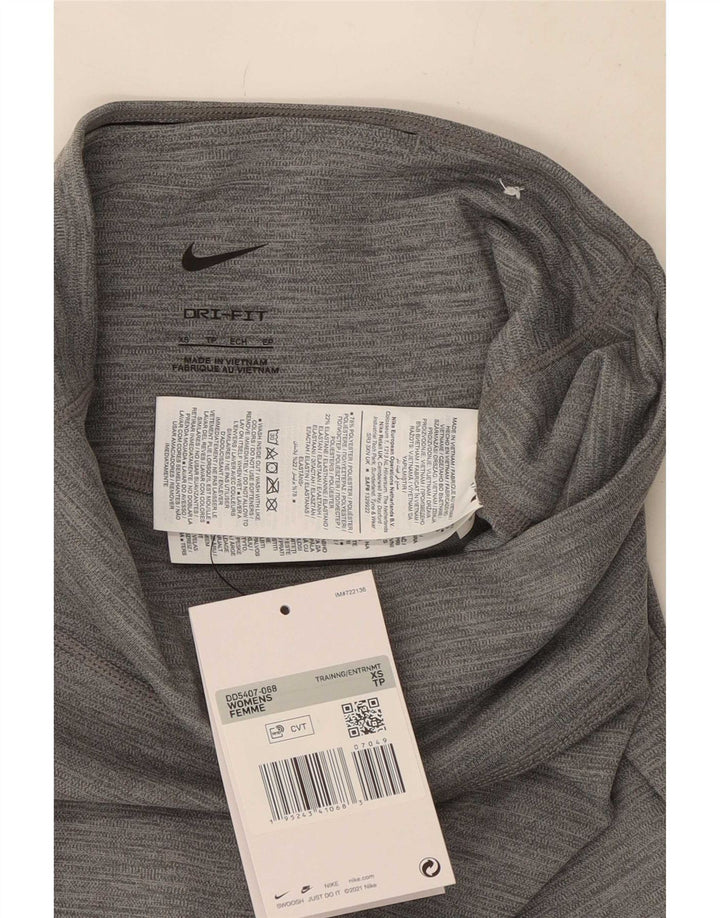 Nike Damen Dri Fit Graphic Leggings UK 4 XS Grau meliertes Polyester