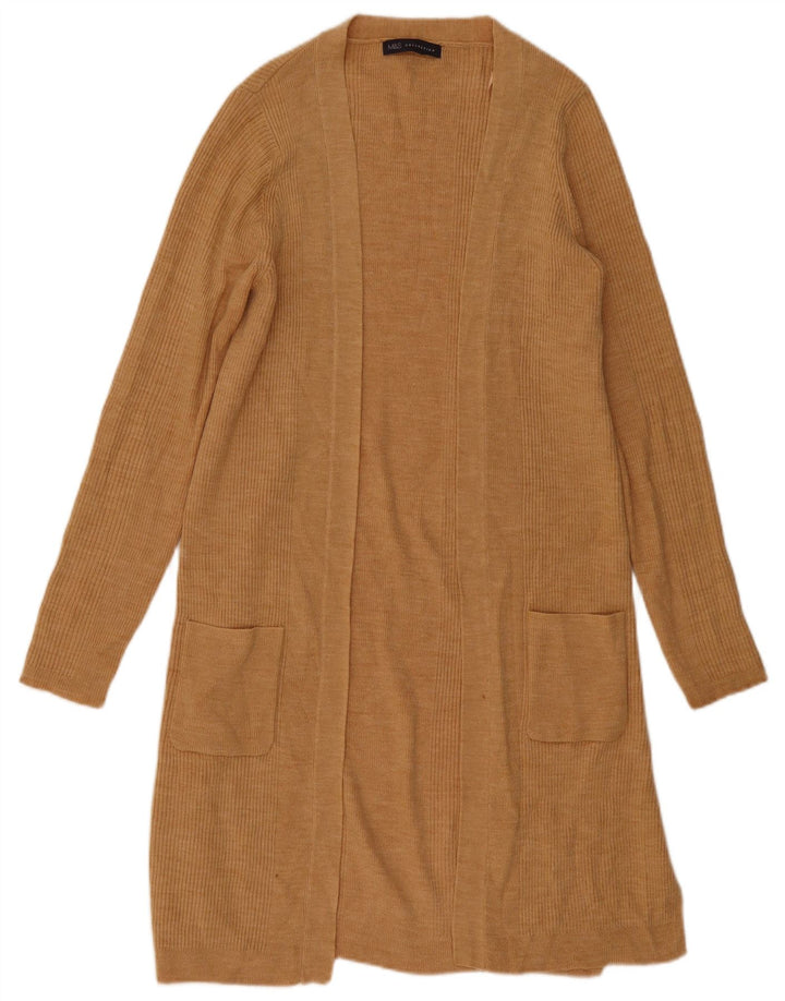 Marks & Spencer Damen Longline Open Cardigan Pullover UK 14 Mittelbeige