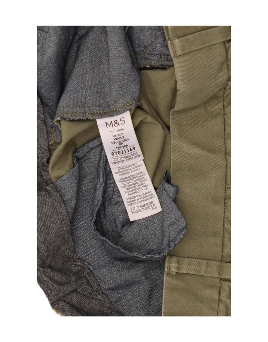 Marks & Spencer Herren Chinoshorts W38 XL Grüne Baumwolle