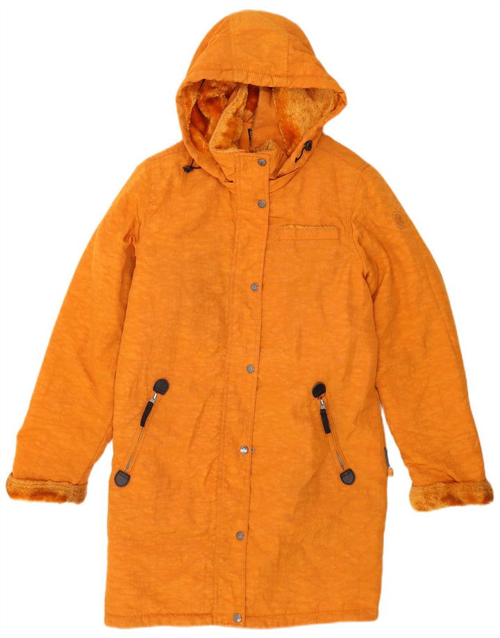 Kipling Damen-Windbreaker-Mantel mit Kapuze, UK 14, mittelgelbes Nylon
