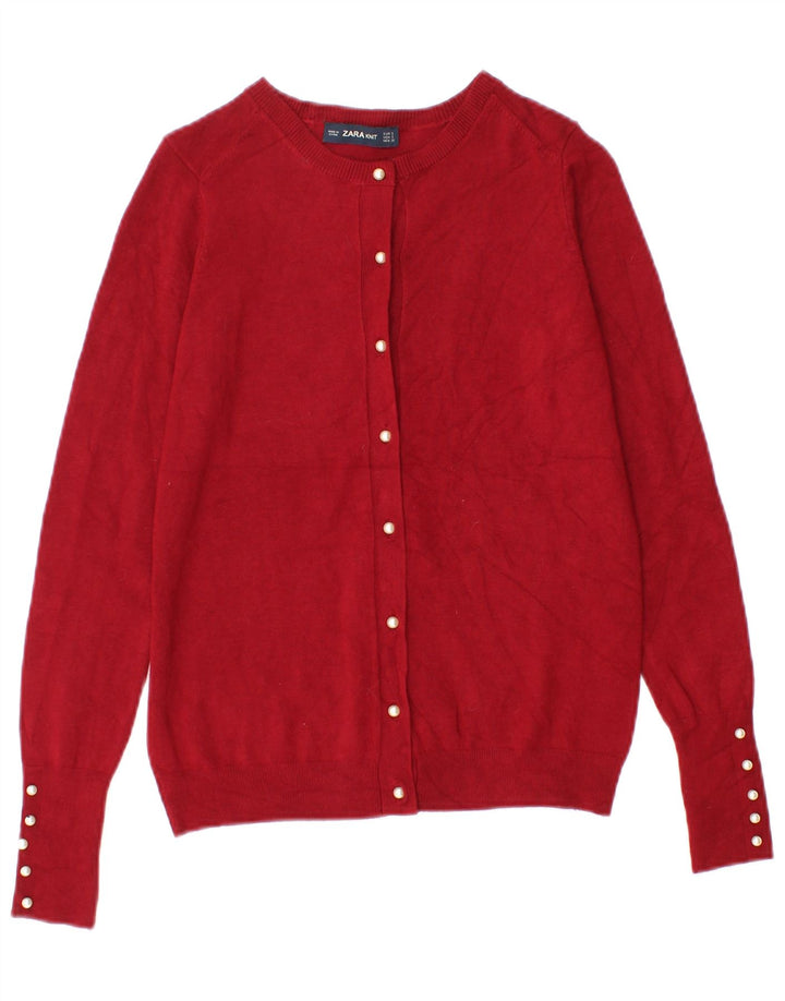 Zara Damen-Cardigan-Pullover UK 8 Kleine rote Viskose