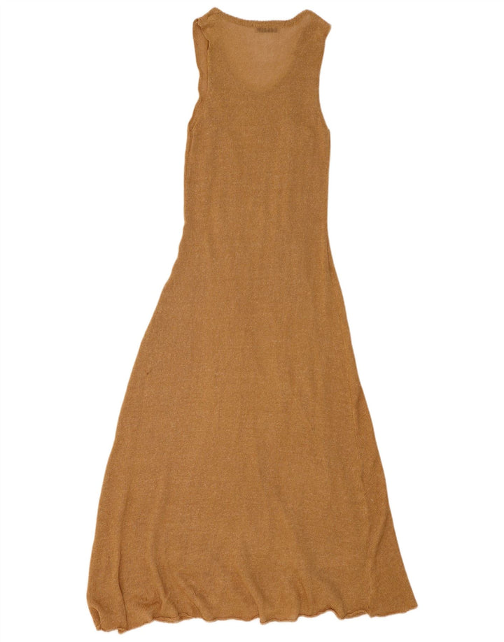 Zara Damen Maxi-Pulloverkleid, ärmellos, UK 12, mittelbeigefarbenes Polyester