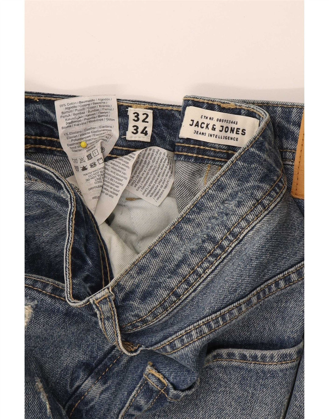 Jack & Jones Herren Tim Distressed Slim Jeans W32 L34 Blaue Baumwolle