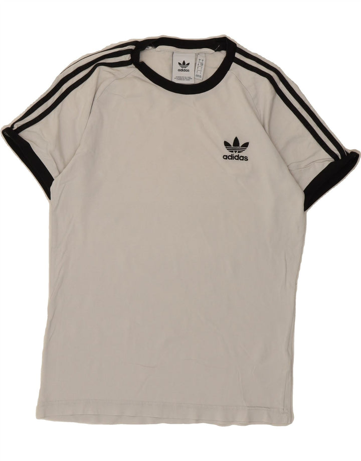 ADIDAS Mens Graphic T-Shirt Top Small White Cotton Vintage Adidas and Second-Hand Adidas from Messina Hembry 