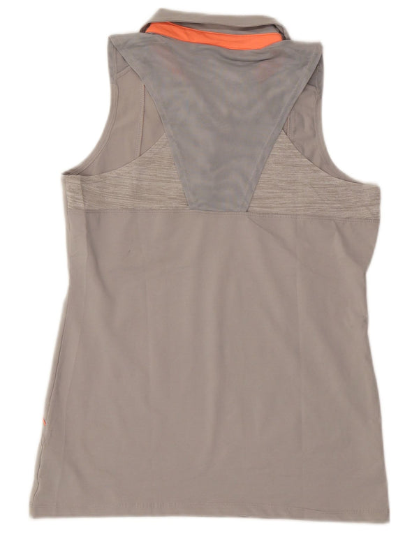 REEBOK Damen ärmelloses Poloshirt UK 14 Large Grau Polyester