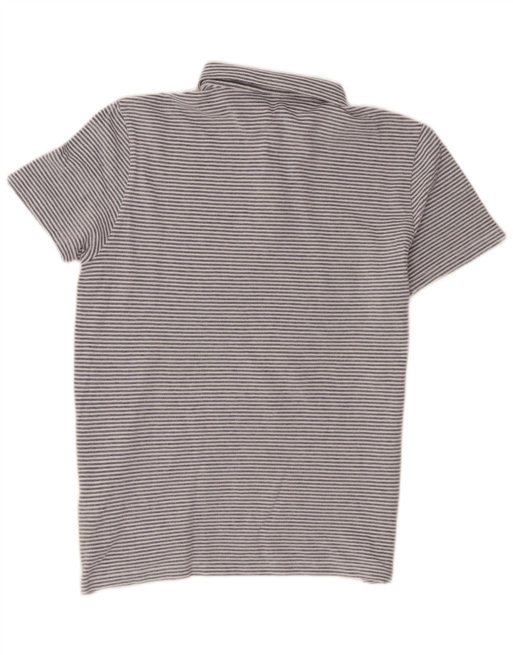 Massimo Dutti Herren-Poloshirt aus mittelblauer Nadelstreifen-Baumwolle