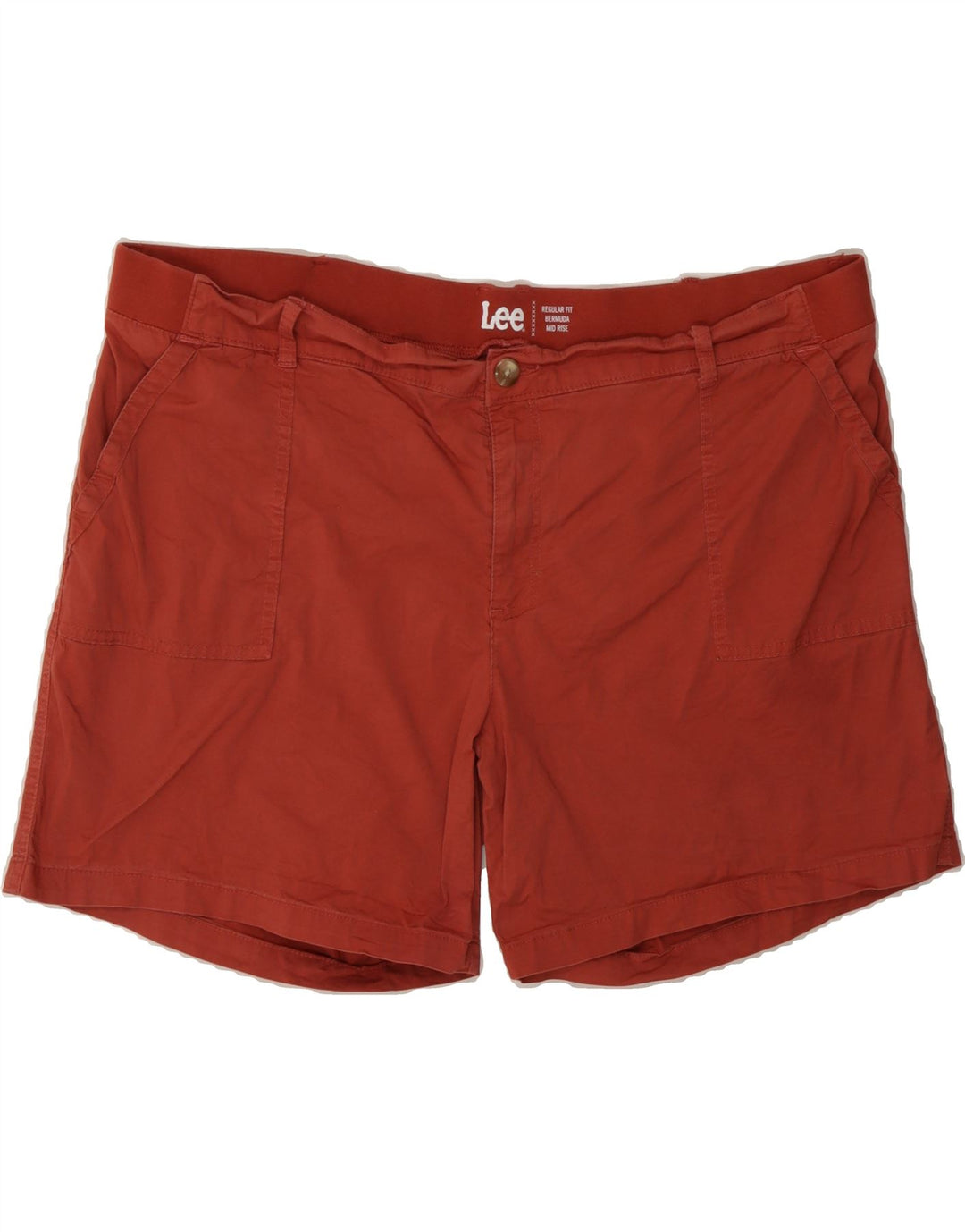 LEE Womens Regular Fit Mid Rise Bermuda Chino Shorts W44 3XL Red Vintage Lee and Second-Hand Lee from Messina Hembry 