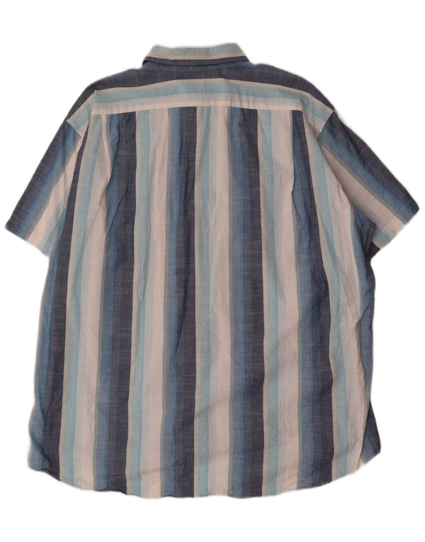 Lacoste Herren-Kurzarmhemd, Größe 43, groß, blau gestreift, Baumwolle